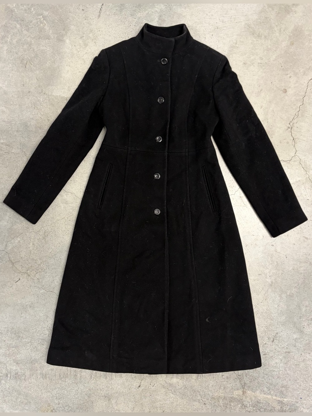 Kenneth Cole Black Long Single-Breasted Trench Coat